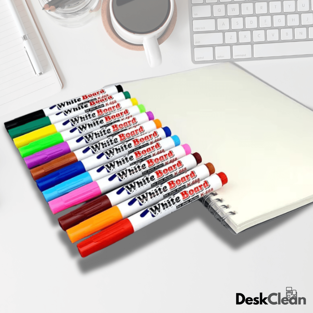 Feutres effaçables pour Tableau Blanc <br> Pack de 12 multicolore - DeskClean