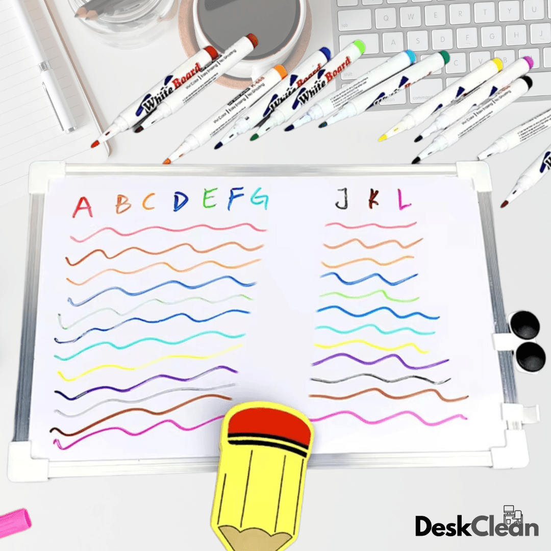 Feutres effaçables pour Tableau Blanc <br> Pack de 12 multicolore - DeskClean